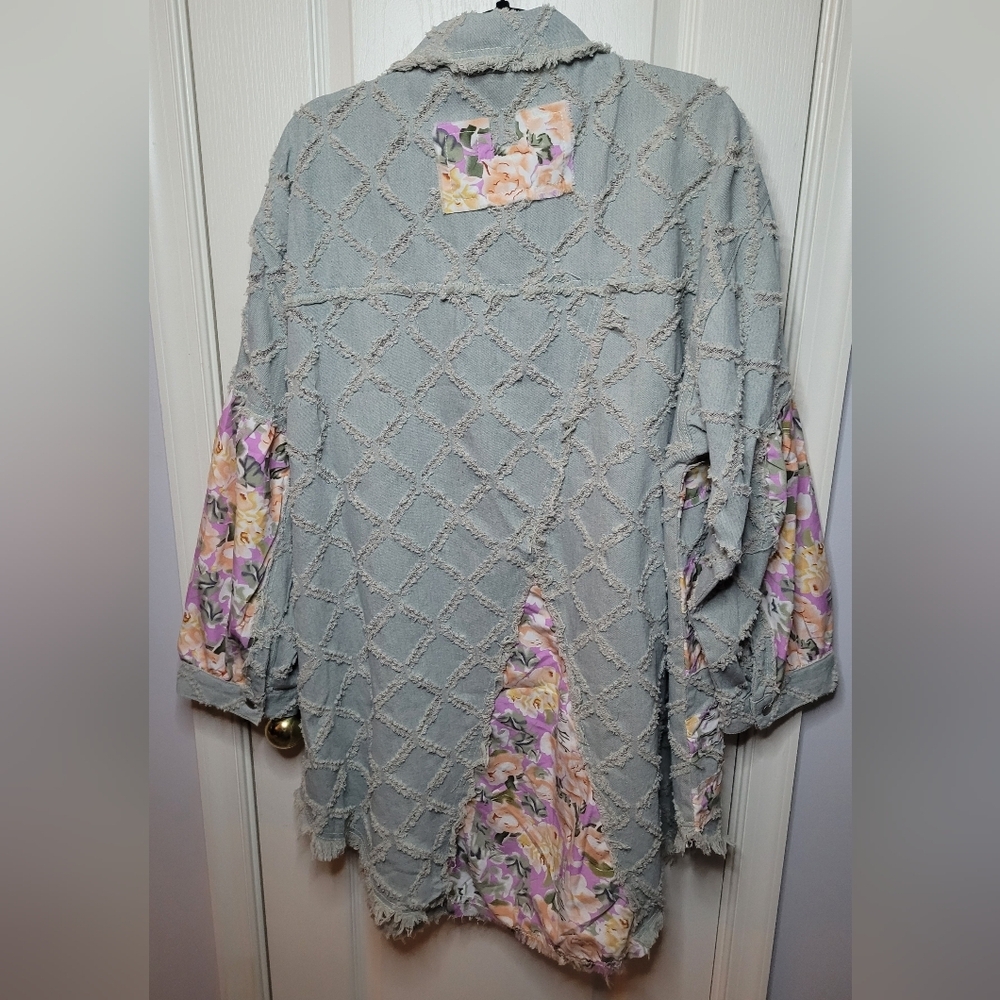 POL Floral Patchwork Denim Jacket NWOT Sz M - Picture 5 of 8